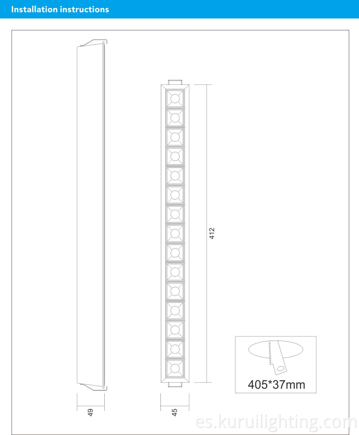 30w Recessed Led Mini Grille Light Size